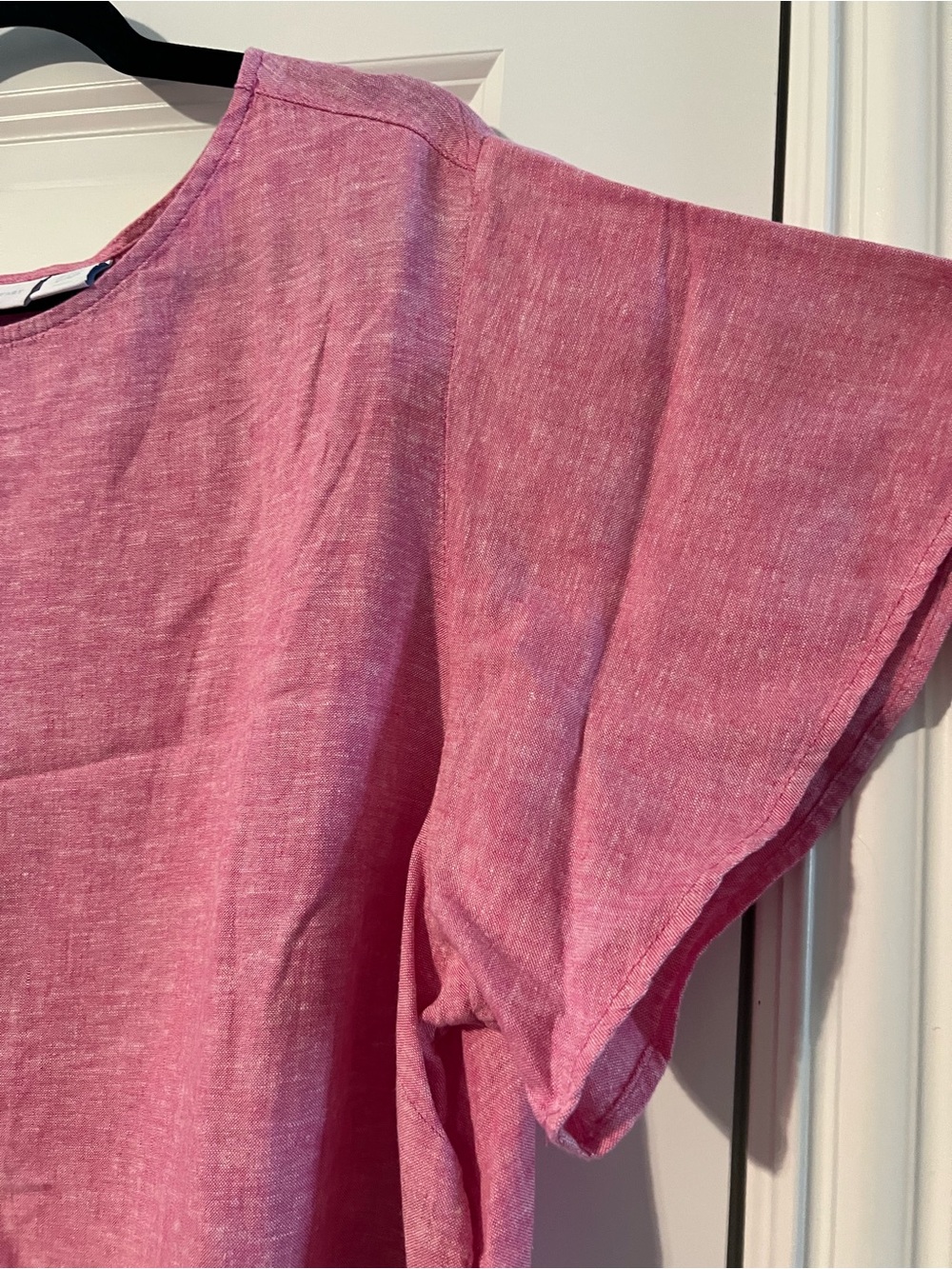 Pink Ruffle Sleeve Linen Top - Picture 3 of 7